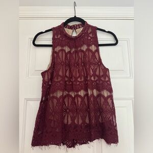 Love, Fire Maroon Lace Halter Top